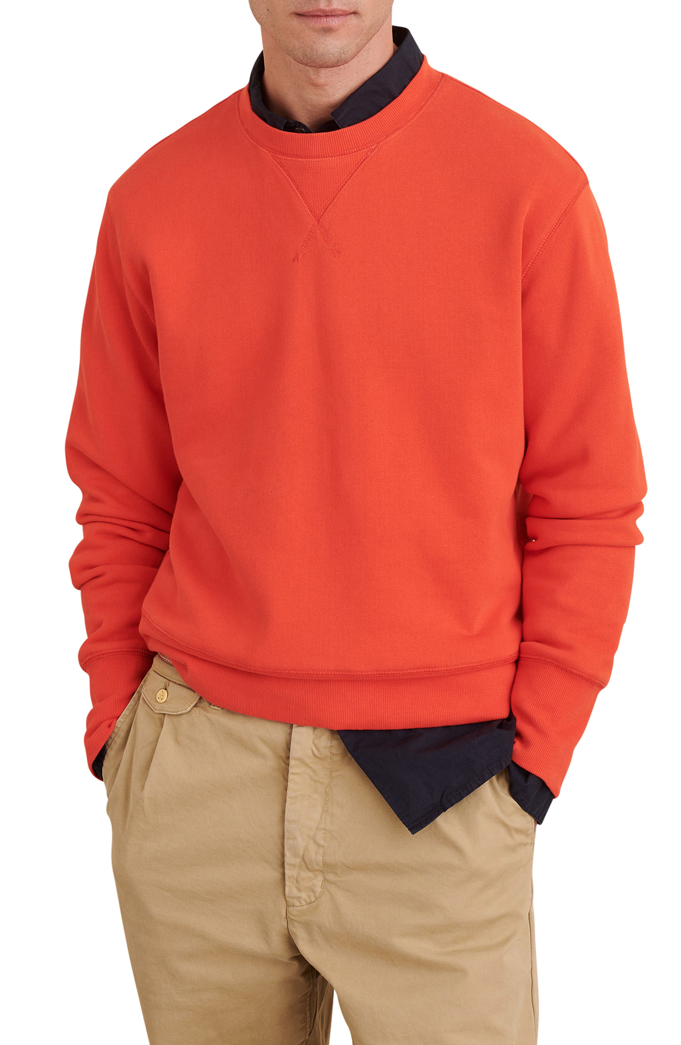 men orange sweatshirt
