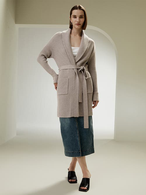 Lilysilk Merino Wool Shawl Collar Cardigan In Brown