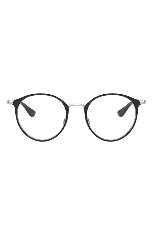 Ray-Ban Kids' 48mm Round Optical Glasses in Black Silver at Nordstrom