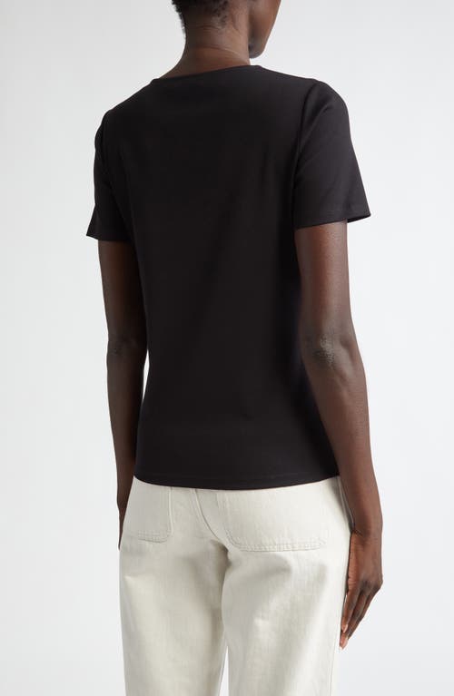 Lafayette 148 New York Stretch Cotton Crewneck T-shirt In Black