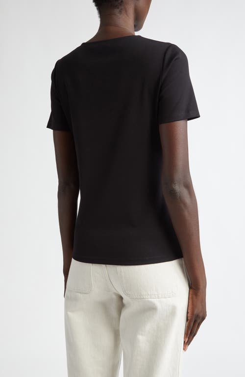 Shop Lafayette 148 New York Stretch Cotton Crewneck T-shirt In Black