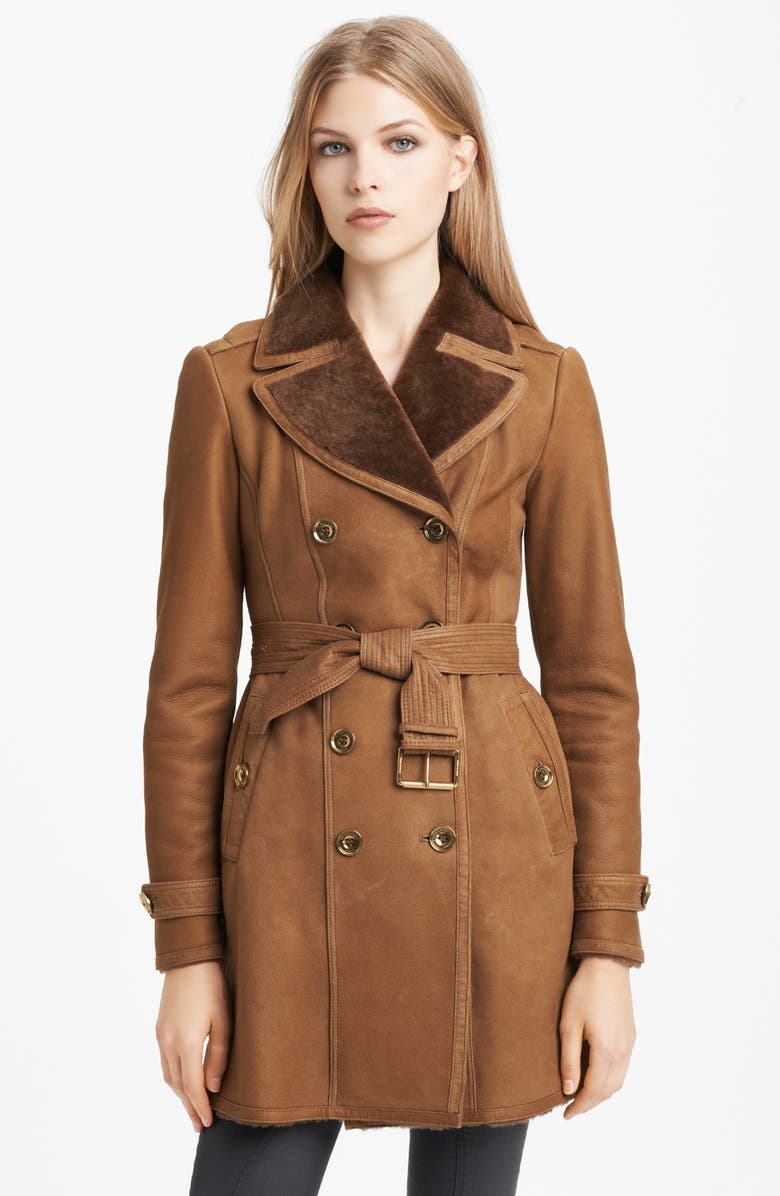 Burberry Brit 'Feering' Genuine Shearling Trench Coat | Nordstrom