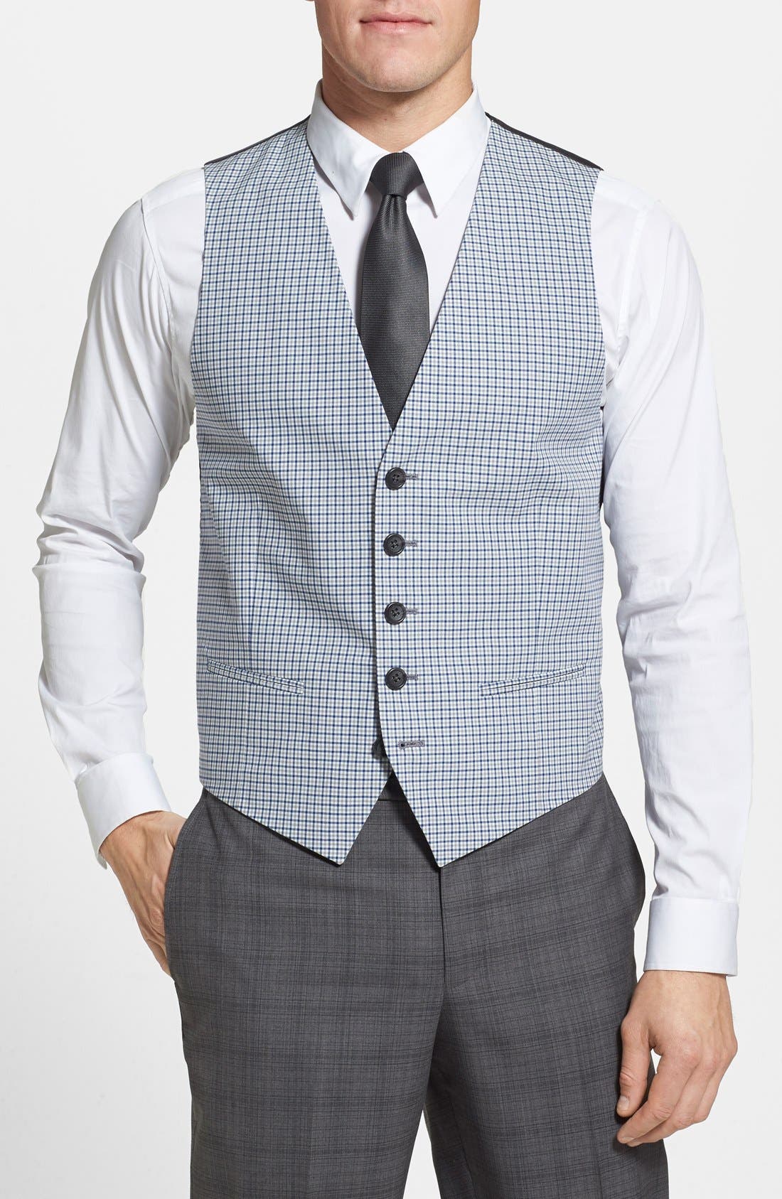 Nordstrom Check Cotton Blend Vest Nordstrom