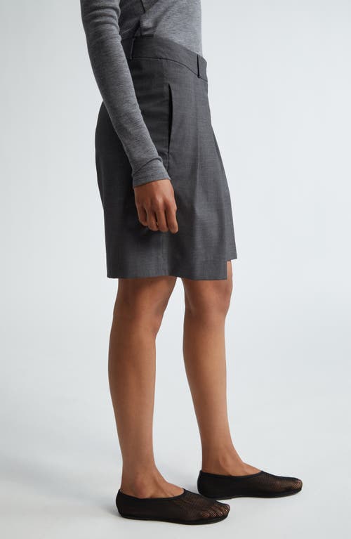 Shop Rohe Róhe Tailored Virgin Wool Wide Leg Shorts In Dark Grey Melange