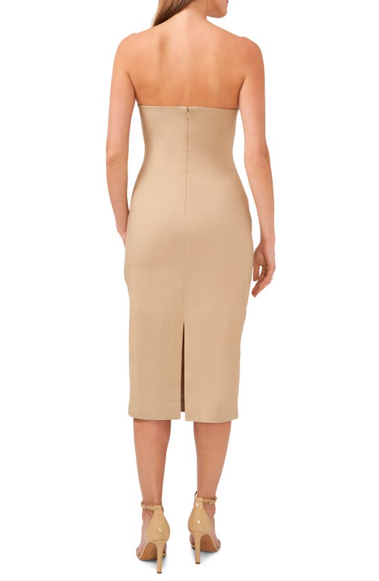 Shop Halogen (r) Side Pleat Strapless Dress In Cool Stone Brown