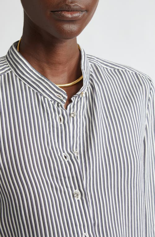 St John St. John Collection Stripe Button-up Shirt In Black/pearl Multi