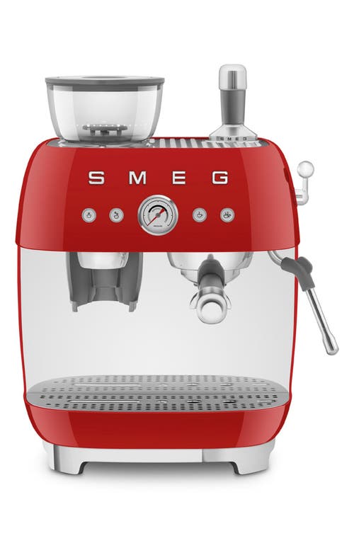 Shop Smeg Espresso Machine With Coffee Grinder In Red