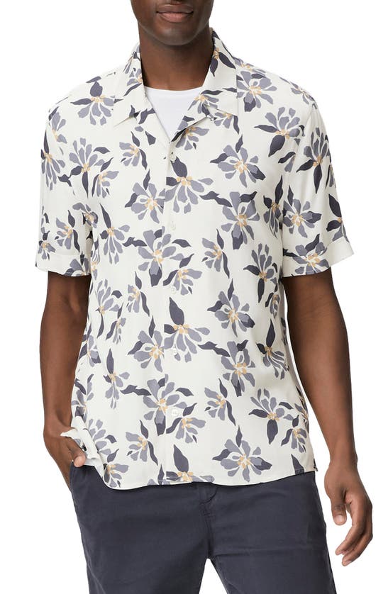 Shop Paige Landon Floral Short Sleeve Button-up Shirt In Faded Ink