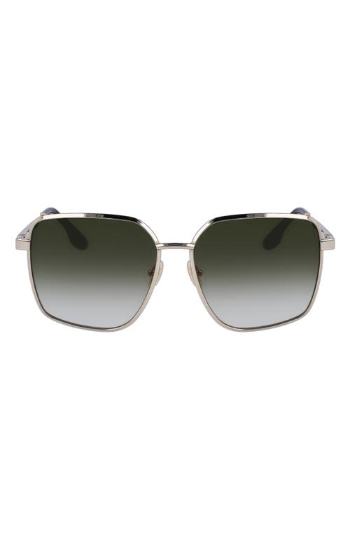 Shop Victoria Beckham 59mm Rectangular Sunglasses In Gold/khaki