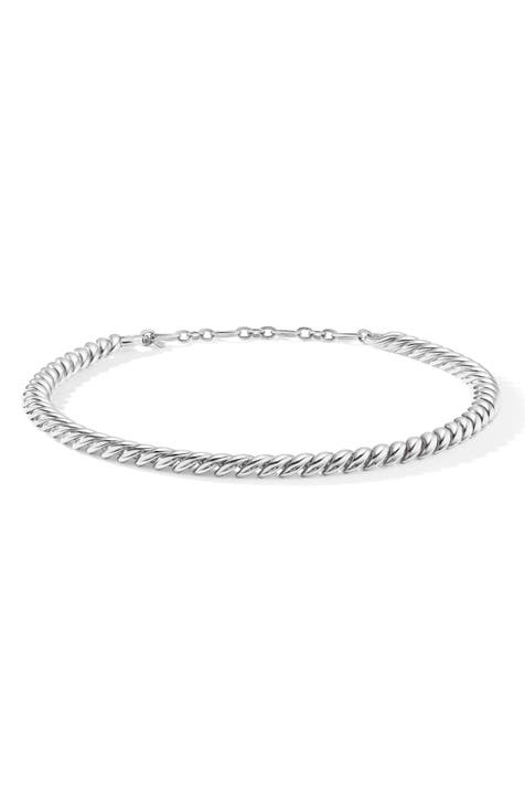 Jane Basch Sterling Silver Monogram Necklace on CZ Station Chain