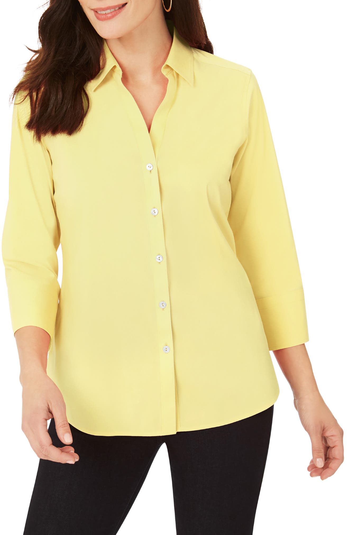 Foxcroft Mary Button-up Blouse, Size 16 In Sunlight At Nordstrom