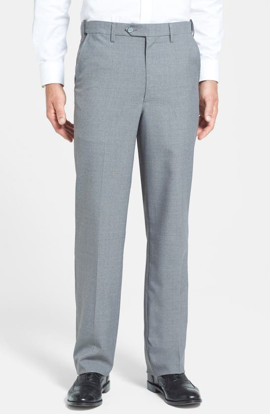BERLE BERLE SELF SIZER WAIST PLAIN WEAVE FLAT FRONT WASHABLE TROUSERS