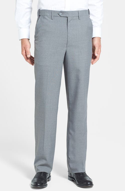 Berle Self Sizer Waist Plain Weave Flat Front Washable Trousers Light Grey at Nordstrom, X