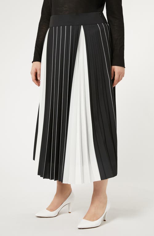 Shop Marina Rinaldi Zina Colorblock Pleated Midi Skirt In Black White