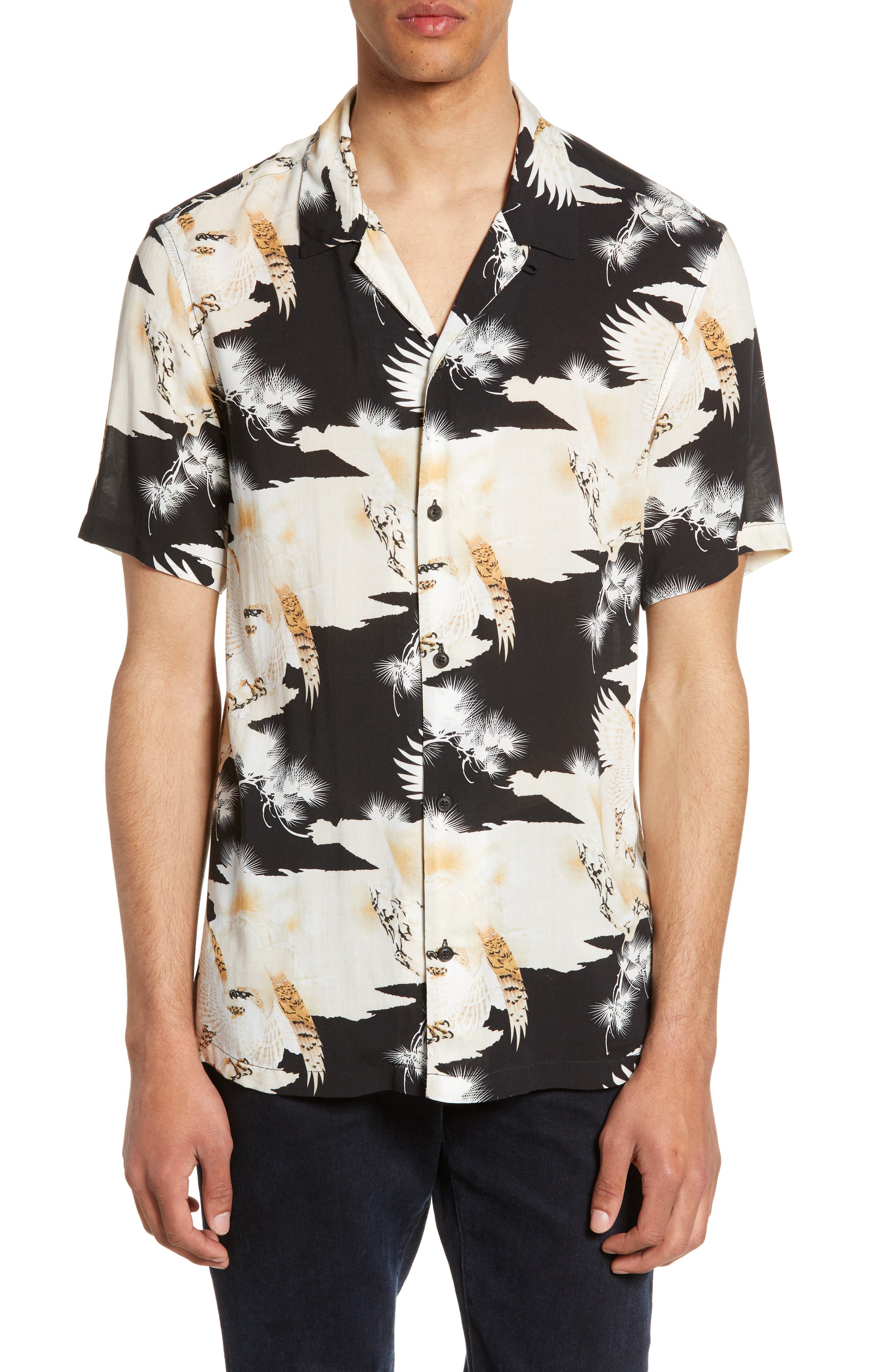 Allsaints T-shirts Layback Slim Fit Print Camp Shirt