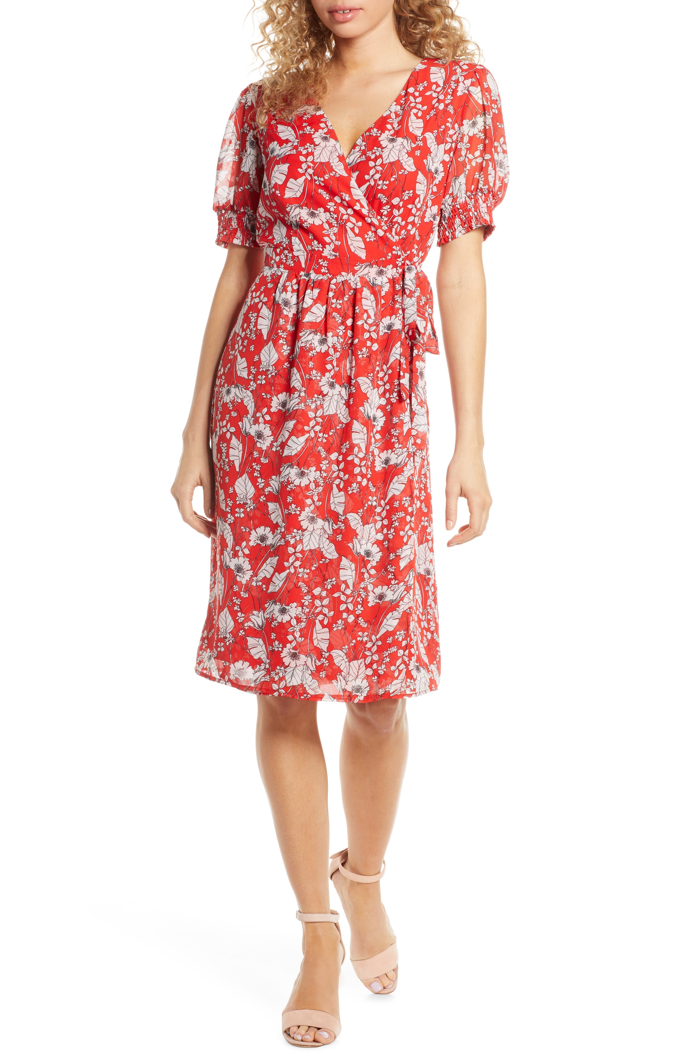 chelsea28 floral print faux wrap dress