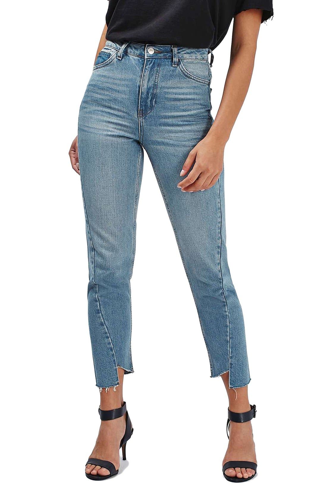 asymmetrical hem jeans