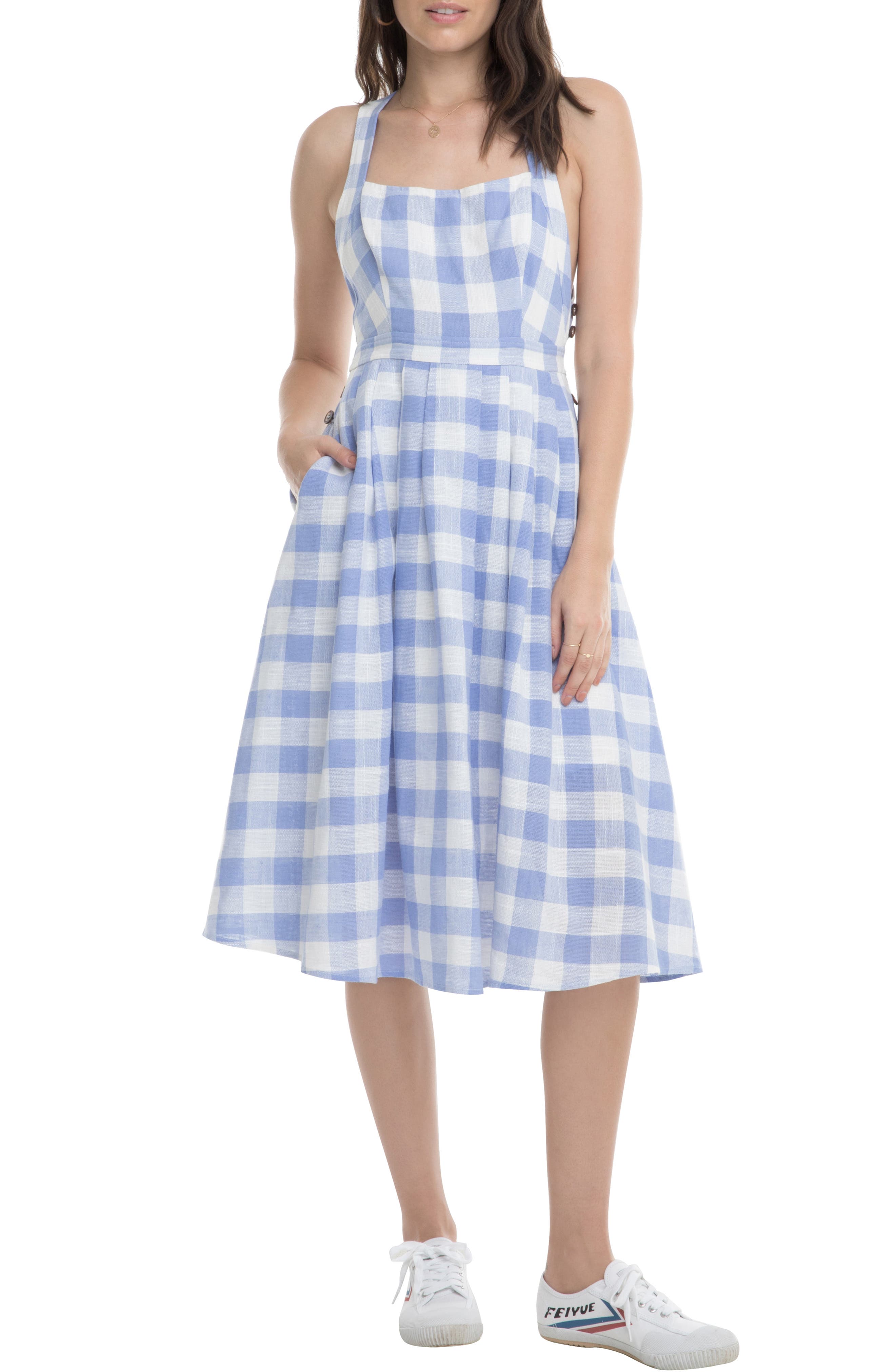Astr The Label Lillian A-Line Dress, Blue