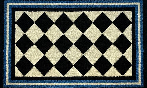 R16 Home Harlequin Checkered Doormat In Blue/white/black