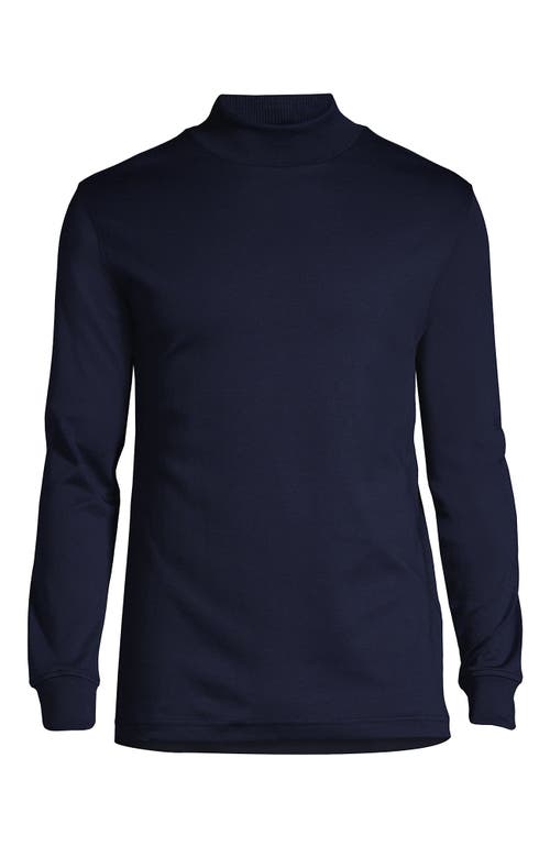 Shop Lands' End Cotton Supima Mock Turtleneck In Radiant Navy