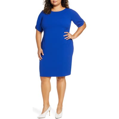 Plus Size Vince Camuto Scuba Crepe Sheath Dress, Blue