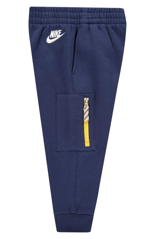 Nike Kids' Bouclé Trim Graphic Joggers In Midnight Navy