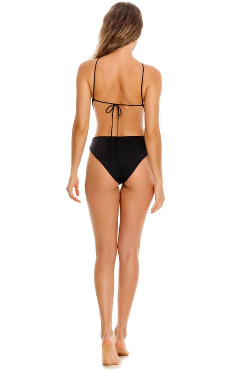 Shop Agua Bendita Adara Dawn Metallic Mixed Media One-piece Swimsuit In Black