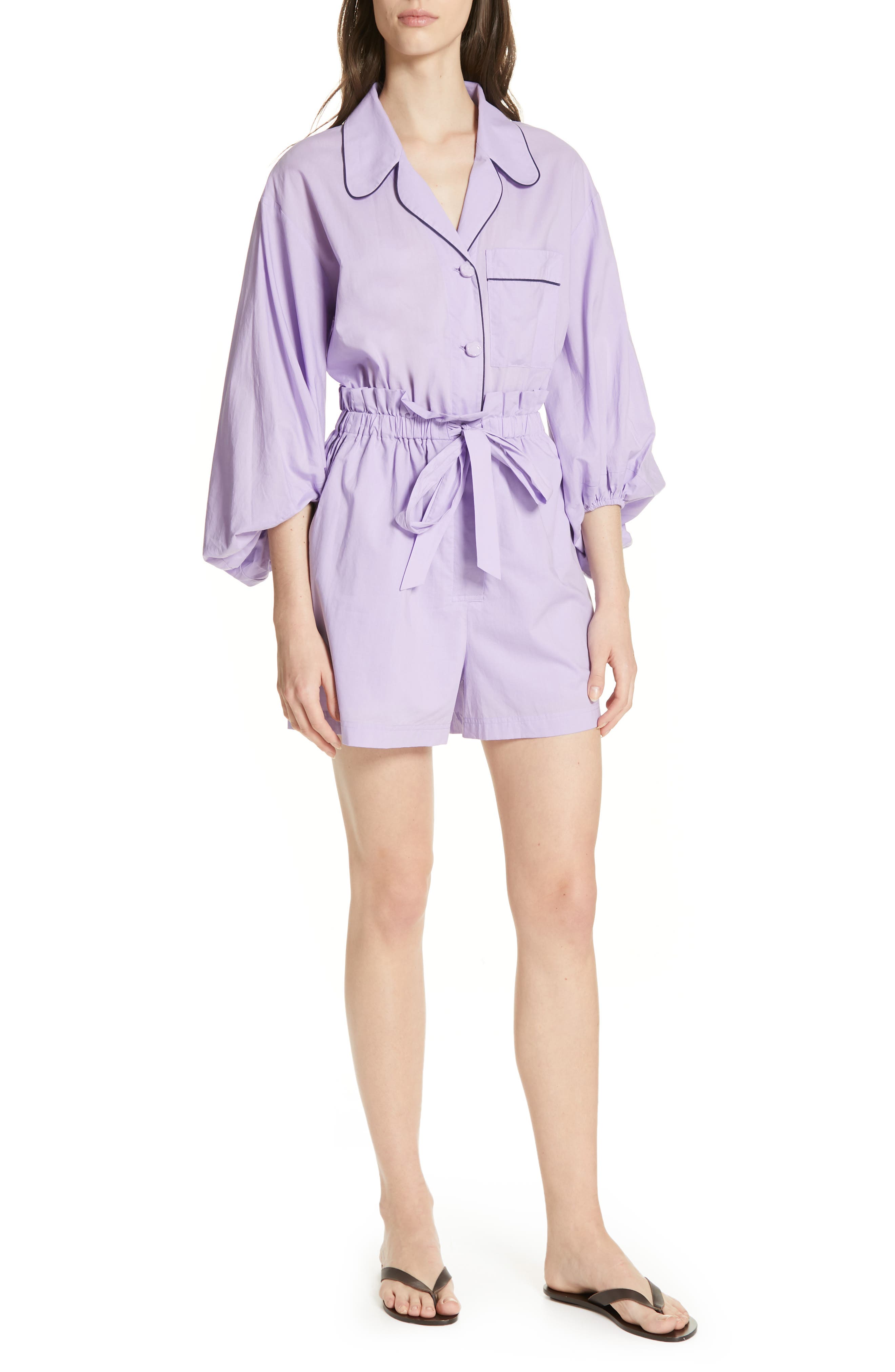 Tibi Suits Baptise Cotton Pajama Romper