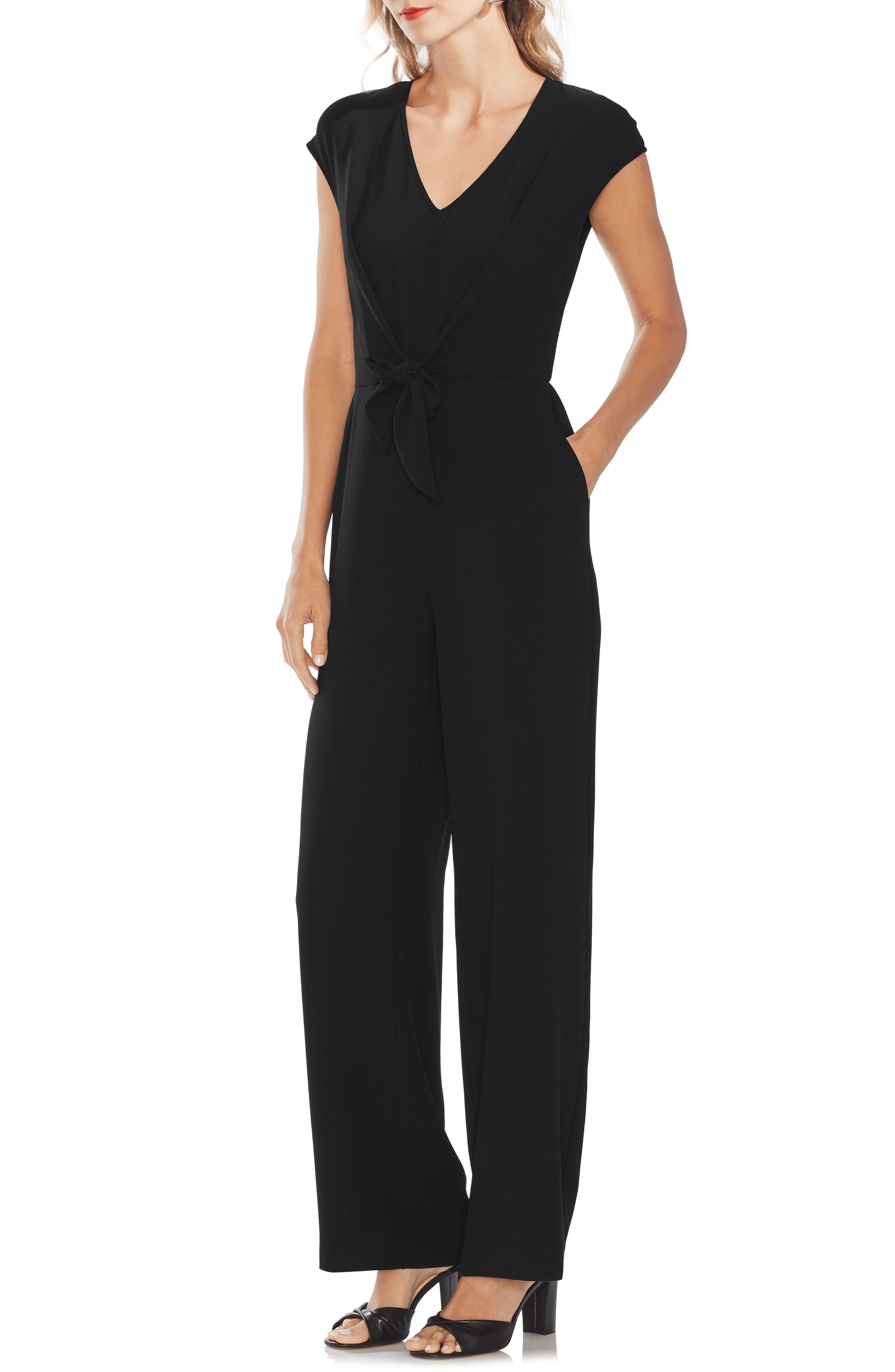 vince camuto tie waist jumpsuit