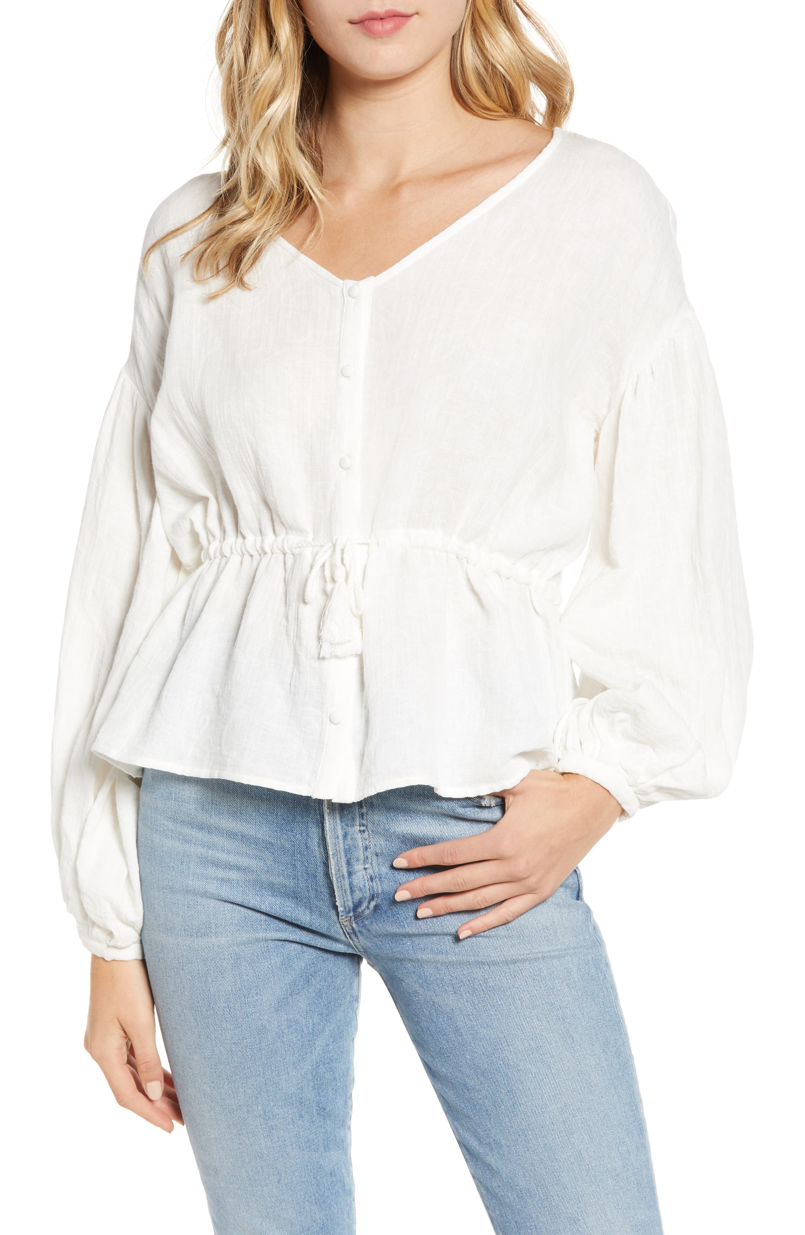 v neck peasant blouse