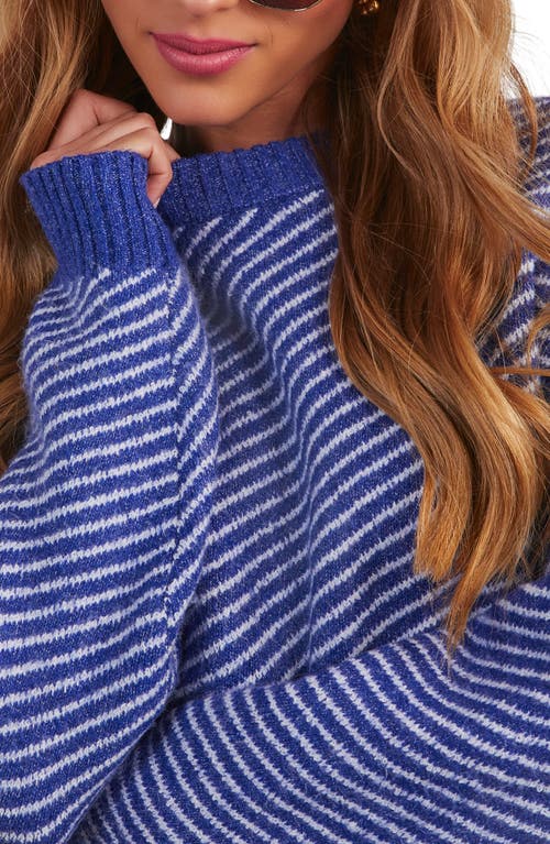 Vici Collection Mallory Stripe Crewneck Sweater In Violet