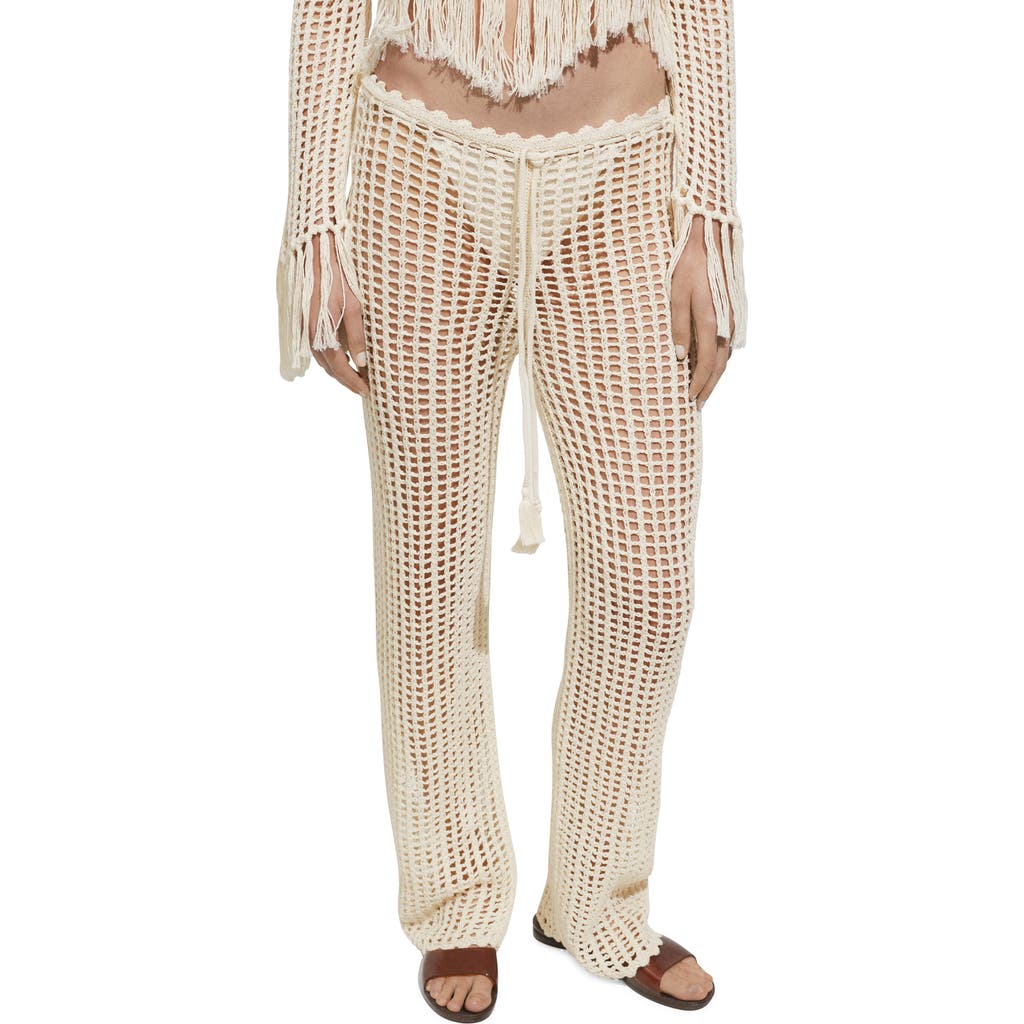 MANGO MANGO OPENWORK TIE WAIST PANTS