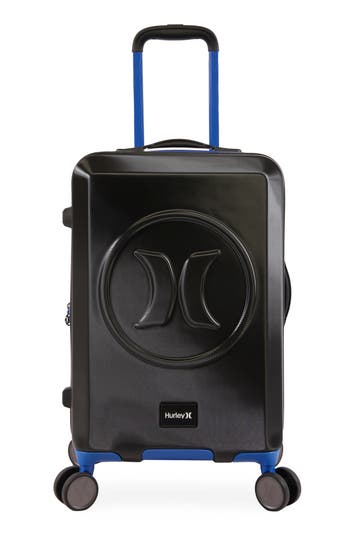 Hurley Wave 21" Hardshell Spinner Suitcase In Black/blue