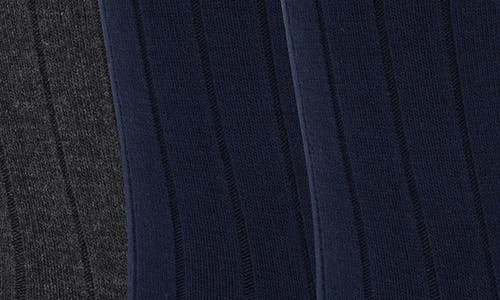 Shop Brooks Brothers 3-pack Ribbed Crew Socks In Navy