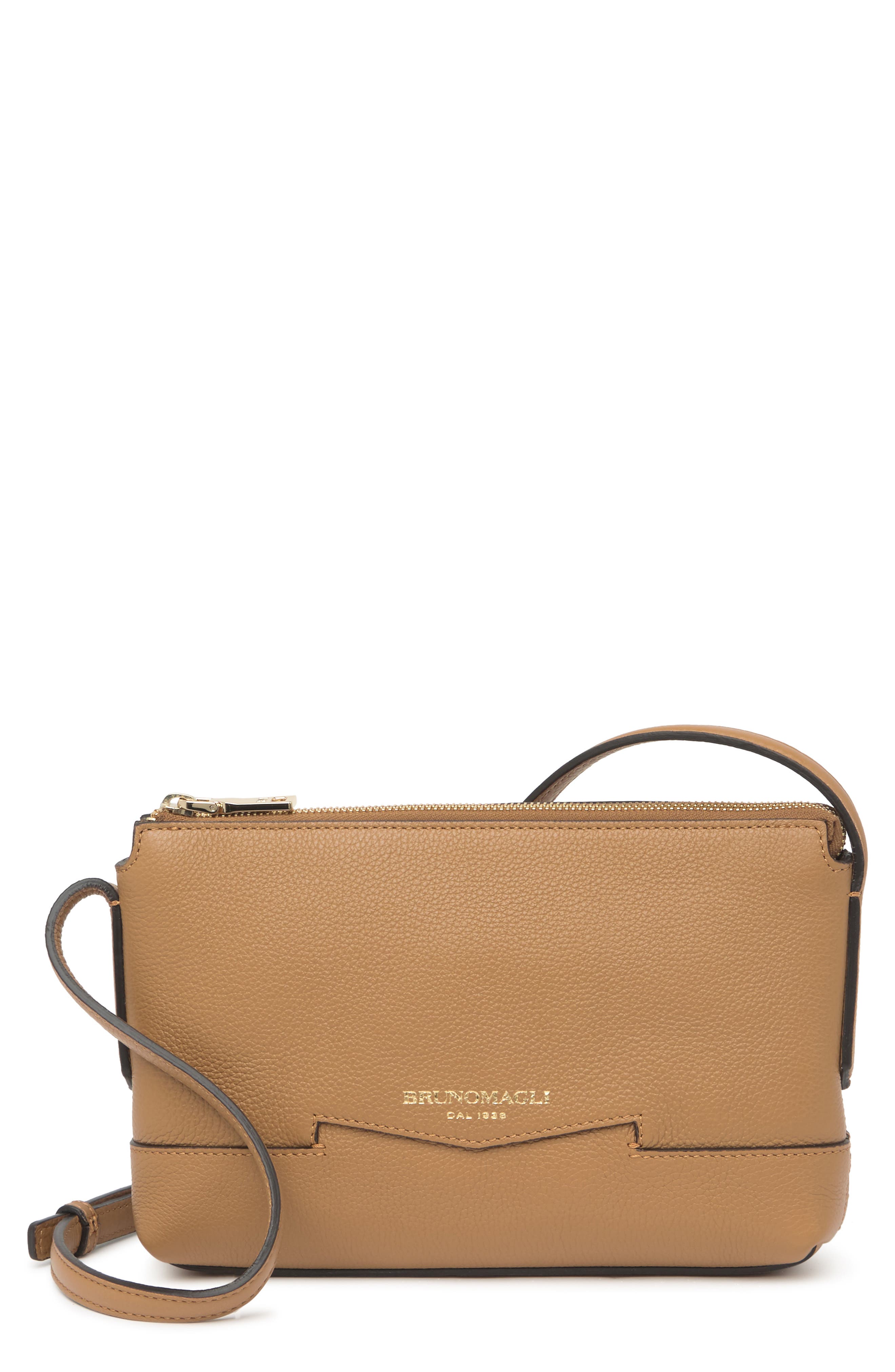 Bruno Magli Easy Leather Crossbody Bag In Latte | ModeSens