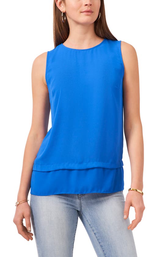 Vince Camuto Layered Sleeveless Blouse In Santorini Blue