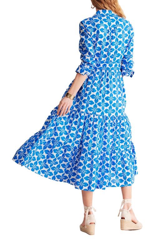 Shop Boden Paisley Tiered Shirtdress In Indigo Bunting Floral Tile