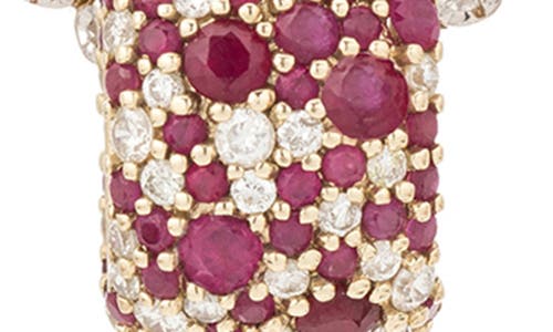 Shop Adina Reyter Pavé Diamond Charm Necklace In Yellow Gold/burgundy