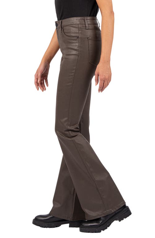 Shop Kut From The Kloth Ana Fab Ab Coated High Waist Flare Jeans In Seal Brown