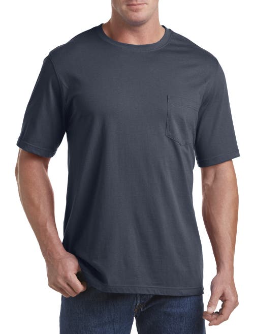 Shop Harbor Bay By Dxl Moisture-wicking Pocket T-shirt In Gray Pinstripe Hthr