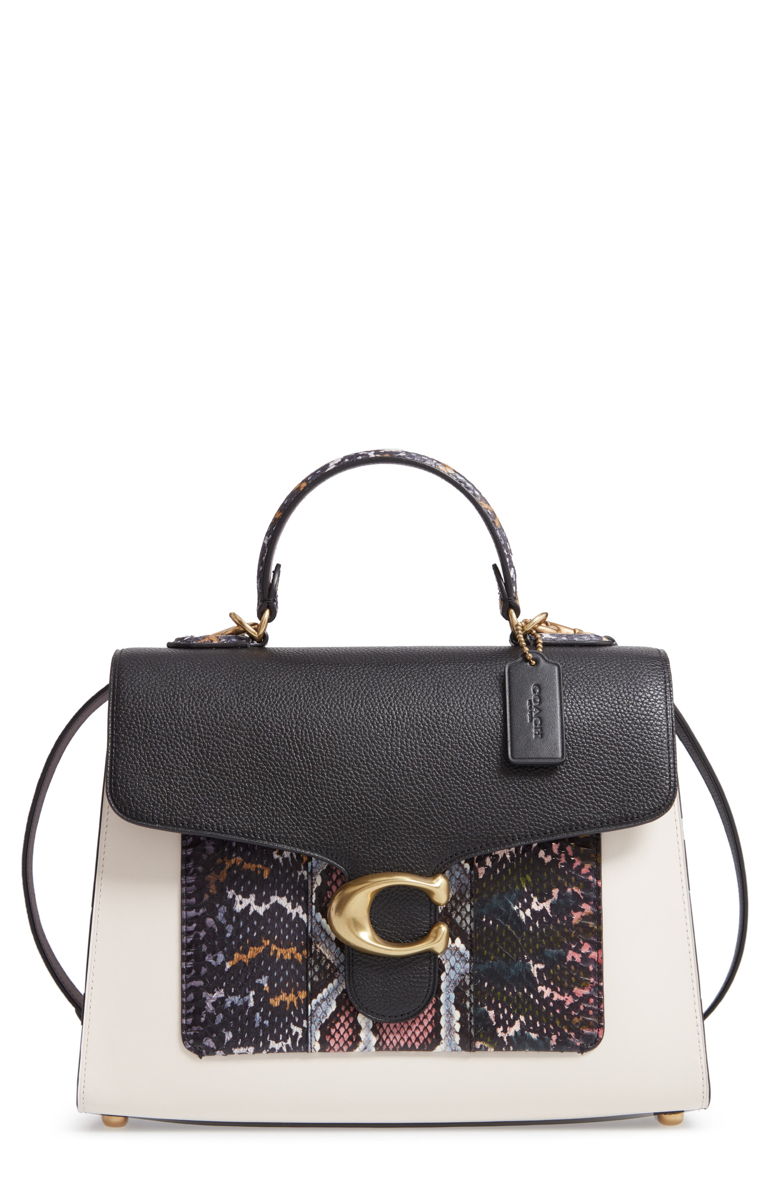 COACH Tabby Colorblock Leather & Genuine Snakeskin Top Handle Satchel