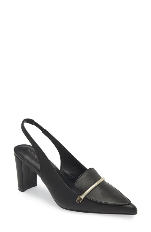 Shop Koko + Palenki Parisa Slingback Pointed Toe Bit Loafer Pump In Black Leather