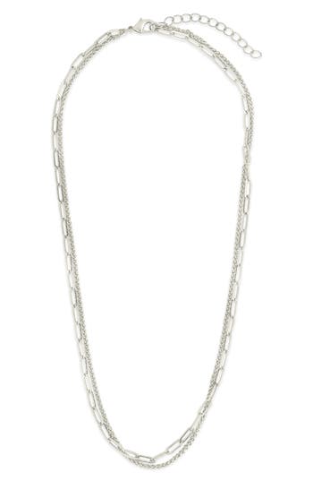 Sterling Forever Emery Textured Chain Necklace In Silver