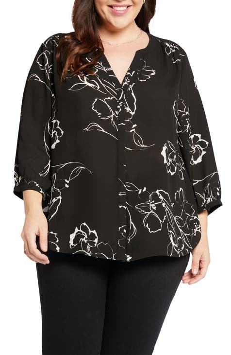 Semisheer Pintuck Blouse (Plus Size)