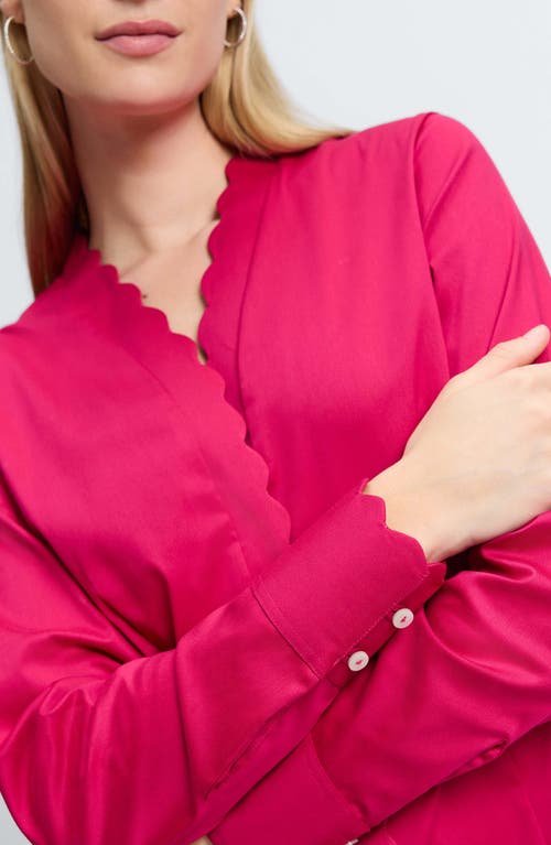 FOXCROFT FOXCROFT BRIDGET SCALLOPED MATTE SATEEN BUTTON-UP SHIRT