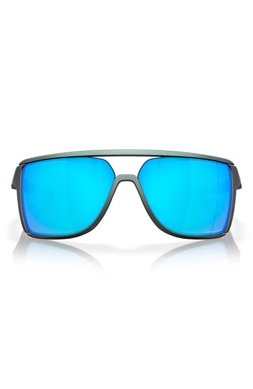 Oakley Castel 63mm Polarized Oversize Rectangular Sunglasses in Matte Silver at Nordstrom
