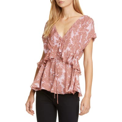 Dvf Millie Ruffle Silk Blend Top, Pink
