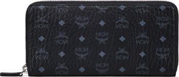 MCM Large Aren Embossed Patent Leather Wallet in Black