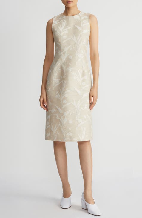 Harpson Botanical Jacquard Sheath Dress