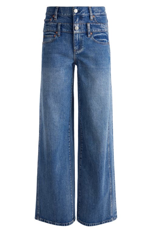 Shop Alice And Olivia Alice + Olivia Double Waistband Wide Leg Jeans In Brooklyn Blue